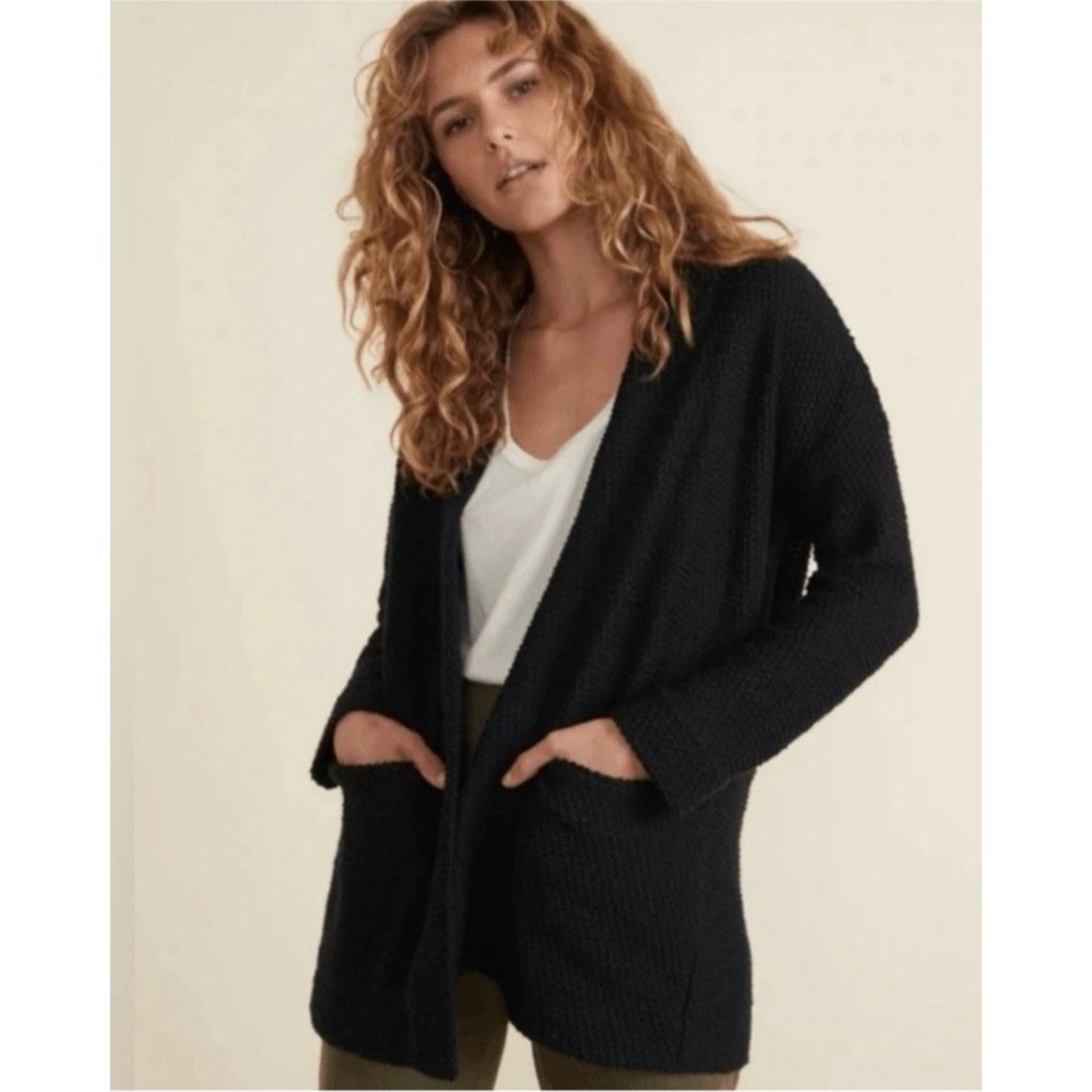 Marine Layer Birdseye‎ Cardigan SZ XS Black Oversized Chunky Cozy Beach Granola